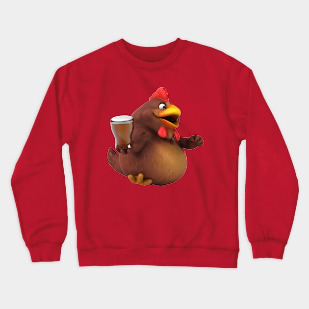 Chicken Beer Crewneck Sweatshirt by Mako Design 